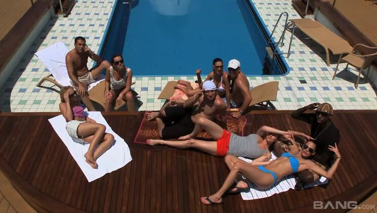 Aliz and Nataly Take on Big Cocks on the Lido Deck