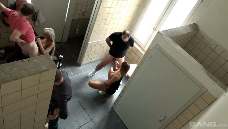 Natalie Hot Gets Wild in Public Restroom Orgy