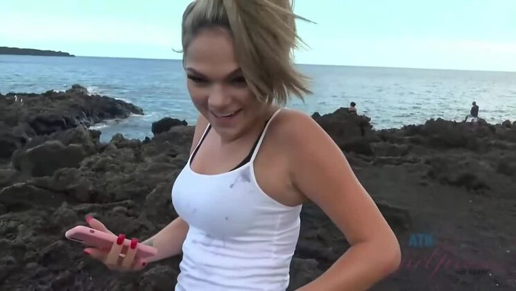 Athena Faris Fingers Herself on Hawaiian Beach