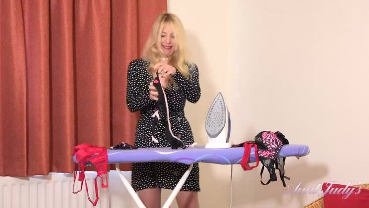 Blonde Bombshell Lucinda Teases in Lingerie and Heels