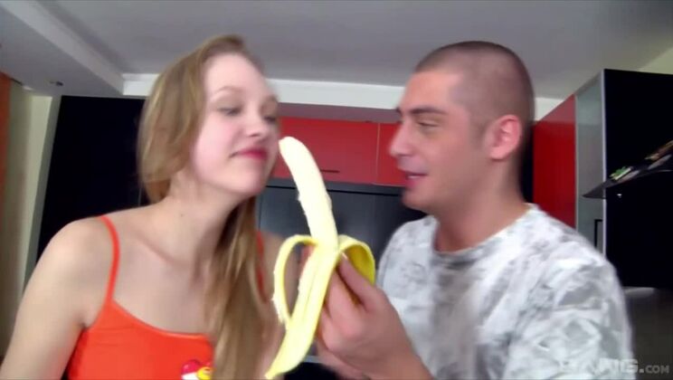 Sylvia O, the Blonde Teen, Keeps Her Socks On While Her Boyfriend Fucks Her