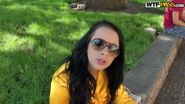 Naughty Brunette Angelica Gets Facial in Quiet Park Pick Up