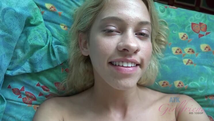 Bombshell Blonde Girlfriend Gives You a Footjob to Remember!