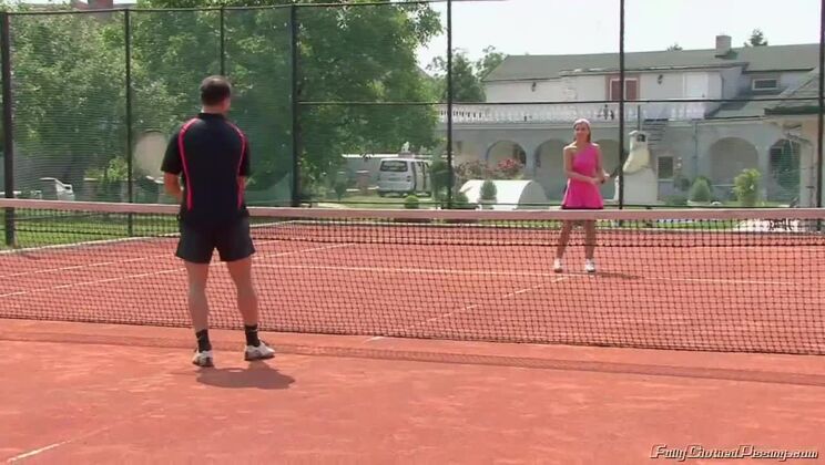 Morgan Moon and Amy's Sizzling Tennis Court Piss Break