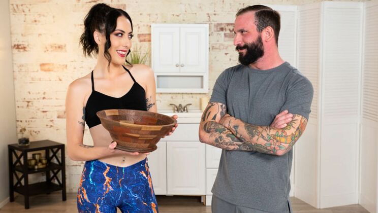 Tattooed Hairy Brunette Fucked on the Job