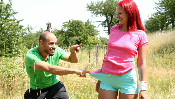 Redhead Teen Fucked Hard in Outdoor Hide Games