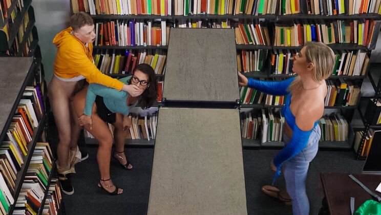 Sly Librarian Secures College Boy's Cock
