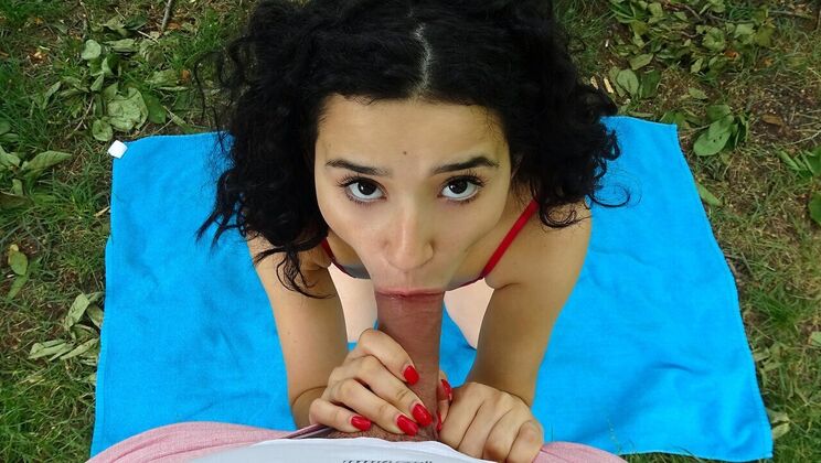 Wild Spanish Honey Blowjob in Public