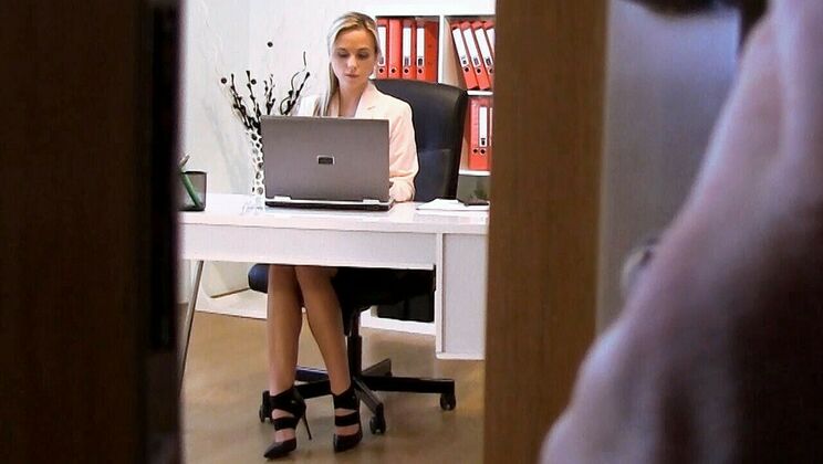 Blonde Bombshell Cristal Caitlin Fucks at Work