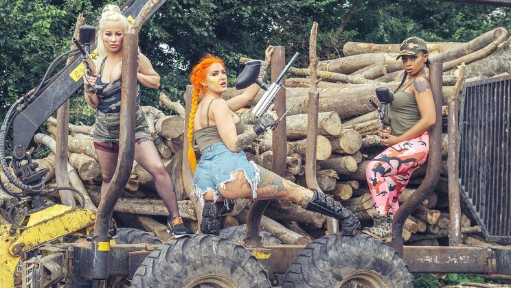 Tits Out for Paintball Action