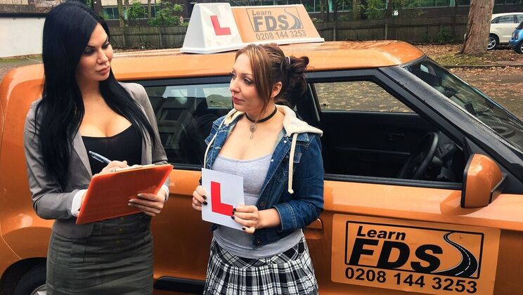 Teen Driver's Test Turns to Lesbian Roadside Romp