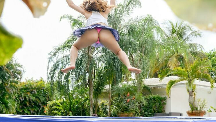 Hot Honey Ivy Rose Bounces on Trampoline