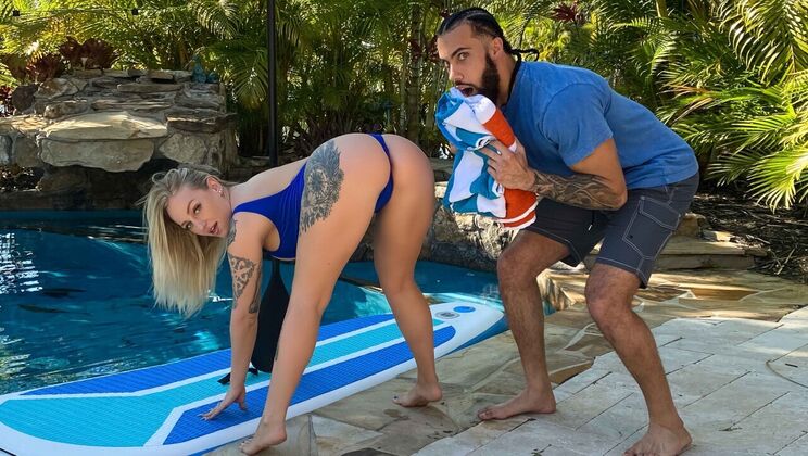 Blonde Bombshell Gets Paddled