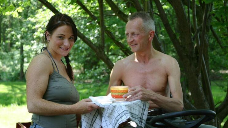 The Garden Caretaker: A Brunette's Outdoor Encounter