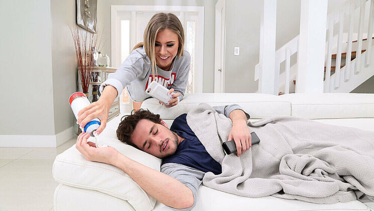 Tyler Nixon Bangs Petite Anya Olsen on the Couch