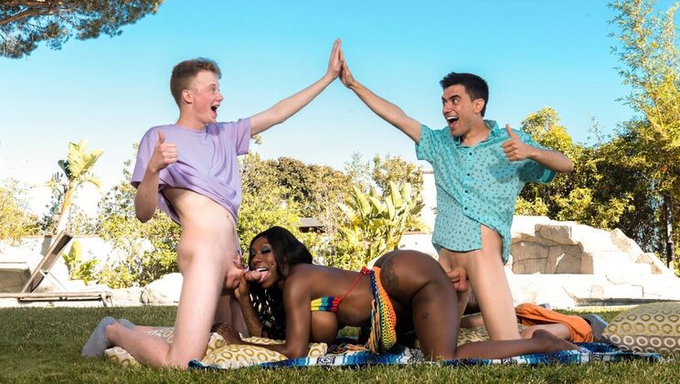 MILF Takes on Two Horny Studs