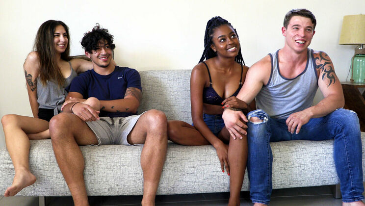 Teen Brunettes TJ Chandler & Veronica Mendoza Tease An Orgy