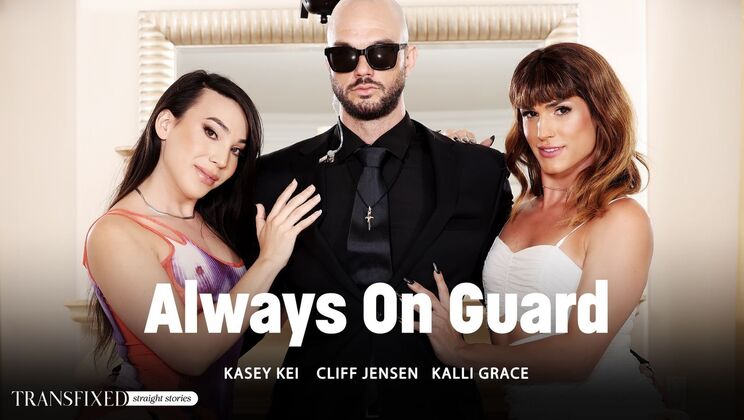 Always On Guard: Big Ass Kasey Kei Gagged and Fucked in Threesome