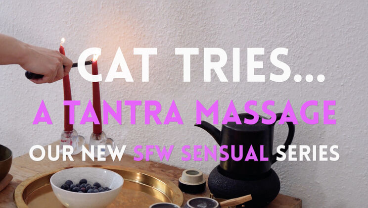 Blindfolded Brunette Cat Gives Tantra Massage