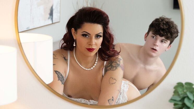 MILF June Ferrari Teaches Stepson Silas Brooks How to Jerk Off