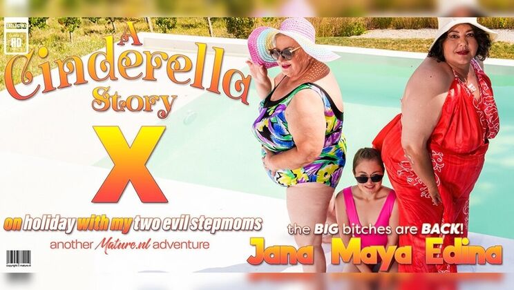 Maya's wild holiday with her two mature stepmoms – lesbian threesome action