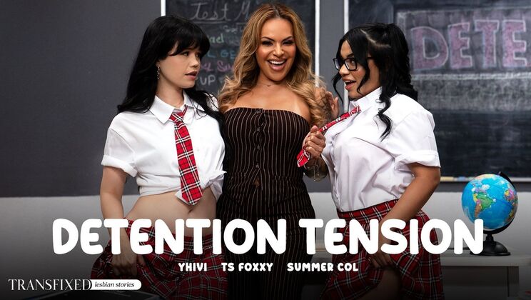 Detention Tension: TS Foxxy and Yhivi Use Sex Toys