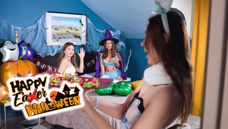 Halloween Witches Threesome with Hazel Grace and Milka Wey