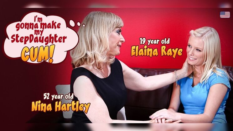 50-plus stepmom Nina Hartley fucks teen stepdaughter Elaina Raye