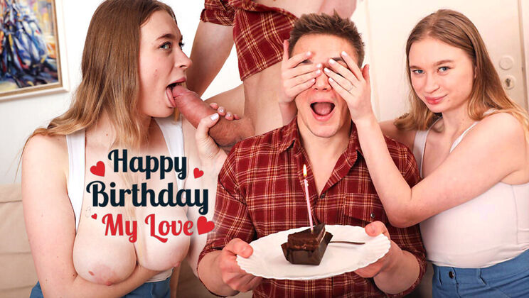European Teen With Big Ass Gives Birthday Blowjob