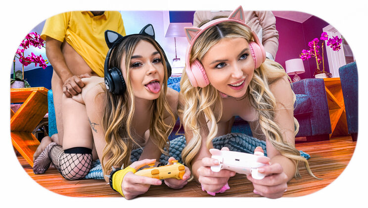 Young Blonde BFFs in 69 for Older Man