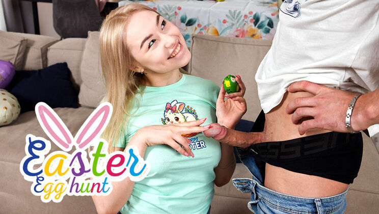 Easter Sex with Sara Bork & Aleks Sam - Blonde Teen Blowjob & Doggystyle