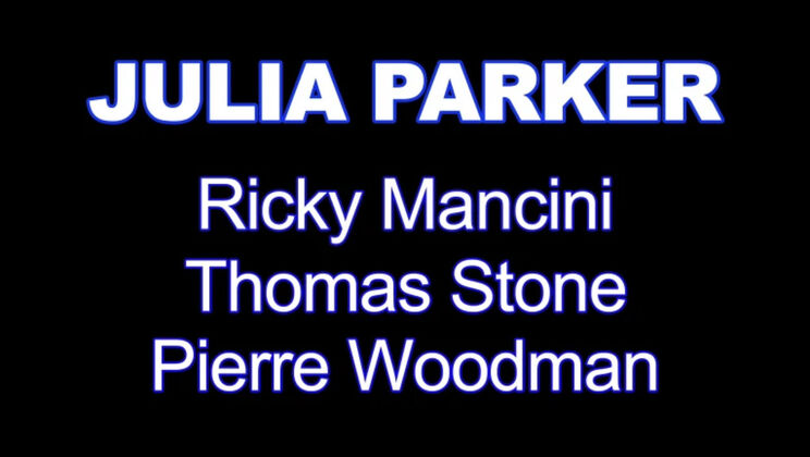 Julia Parker with Fabulous Eyes in Spanked Threesome Scene