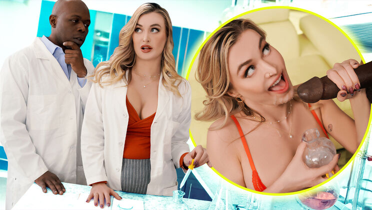 Blonde MILF Scientist Gags on BBC Lab Partner's Cock