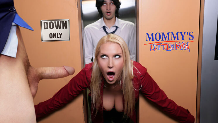 Blonde and Two Boys in Elevator Trouble