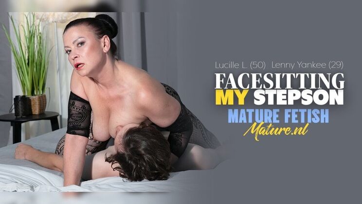 Mature MILF Lucille L. Rides Face – Stepson Gets A Mouthful Of Saggy Tits And Wet Cunt